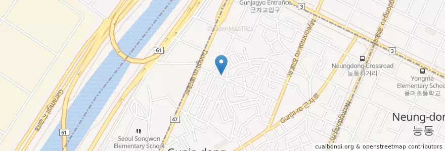 Mapa de ubicacion de 하늘땅별땅어린이집 en Corea Del Sud, Seul, 광진구, 군자동.