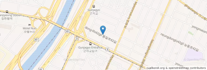 Mapa de ubicacion de 대청마루 en 대한민국, 서울, 광진구, 중곡1동.