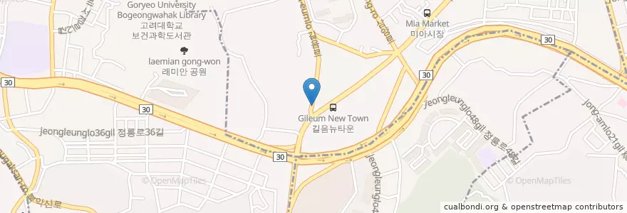 Mapa de ubicacion de 대림당약국 en Corée Du Sud, Séoul, 성북구, 길음1동, 길음1동.