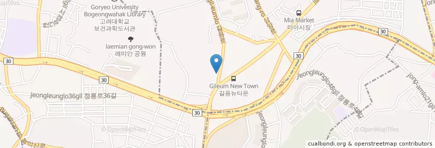 Mapa de ubicacion de 떡사랑 en Республика Корея, Сеул, 성북구, 길음1동, 길음1동.