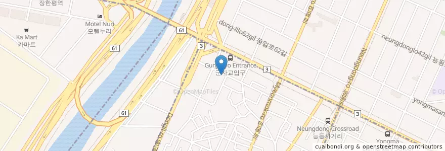 Mapa de ubicacion de 한식전문명가               2인이상주문가능 en Güney Kore, Seul, 광진구, 군자동.