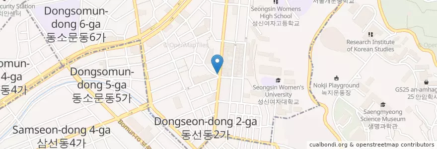 Mapa de ubicacion de 팔칠고로깨.성문복사 en Coreia Do Sul, Seul, 성북구.