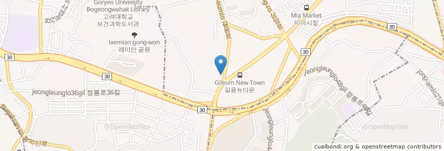 Mapa de ubicacion de 생삼겹무한리만천원 en 대한민국, 서울, 성북구, 길음1동, 길음1동.