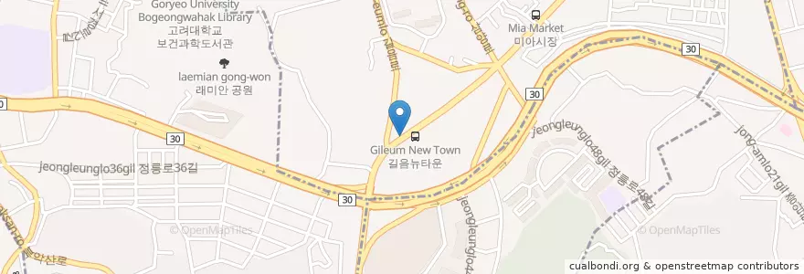 Mapa de ubicacion de 팡팡노래방2-3F          낙원떡집 en Corea Del Sur, Seúl, 성북구, 길음1동, 길음1동.