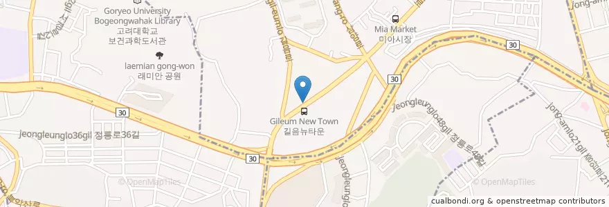 Mapa de ubicacion de 피카소(커피)       김밥천국 en كوريا الجنوبية, سول, 성북구, 길음1동, 길음1동.