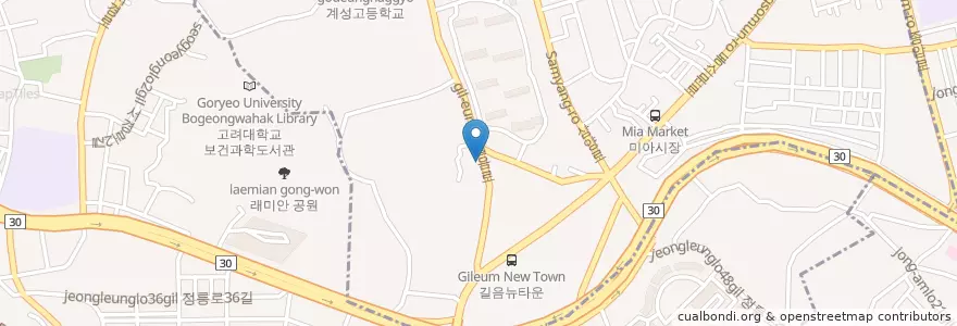 Mapa de ubicacion de 장독대(반찬) en 대한민국, 서울, 성북구, 길음1동, 길음1동.