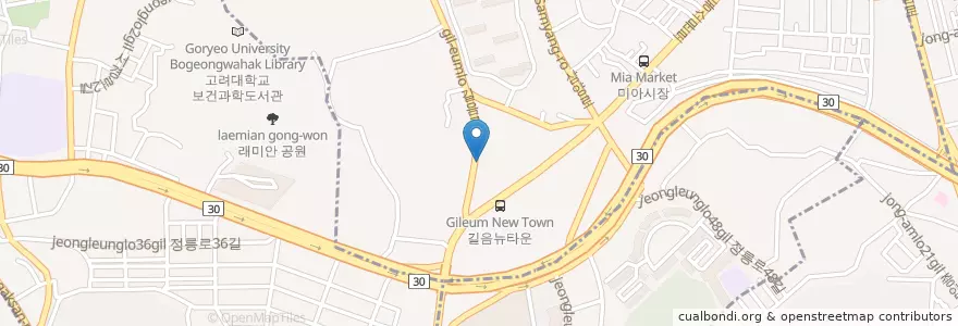 Mapa de ubicacion de 생맥주&소주2F            오향족발 en Corée Du Sud, Séoul, 성북구, 길음1동, 길음1동.