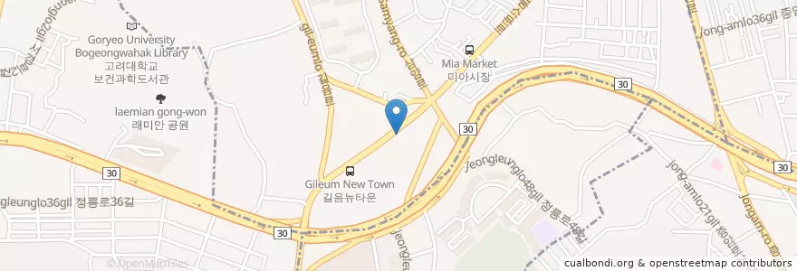 Mapa de ubicacion de 노가리호프치킨 en Zuid-Korea, Seoel, 성북구, 길음1동, 길음1동.