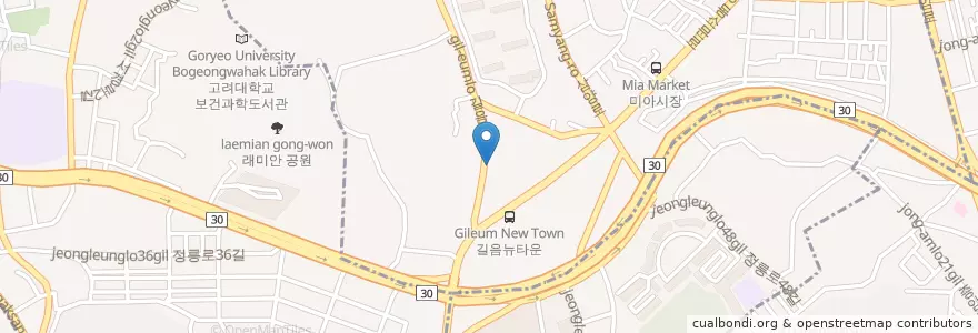 Mapa de ubicacion de 대박pc en Corea Del Sud, Seul, 성북구, 길음1동, 길음1동.