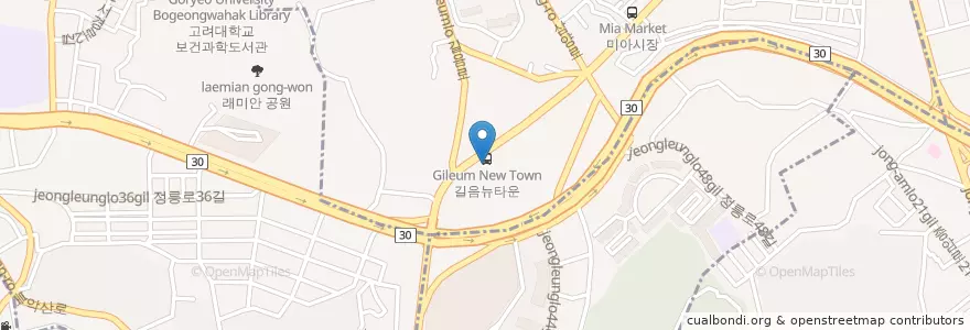 Mapa de ubicacion de 튼튼영어쥬니어2F            술참(꼬치구이) en 대한민국, 서울, 성북구.