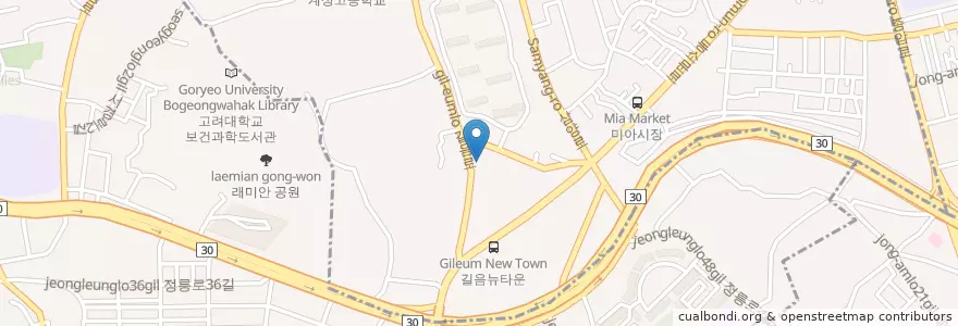 Mapa de ubicacion de 구례식당 en Korea Selatan, 서울, 성북구, 길음1동, 길음1동.