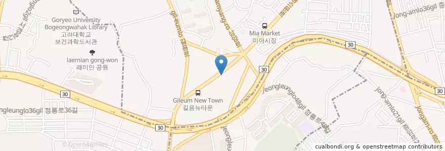 Mapa de ubicacion de PIZZASCHOOL en Corée Du Sud, Séoul, 성북구, 길음1동, 길음1동.
