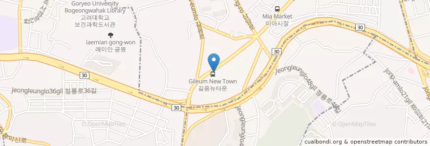 Mapa de ubicacion de 스시복2F en 대한민국, 서울, 성북구, 길음1동, 길음1동.
