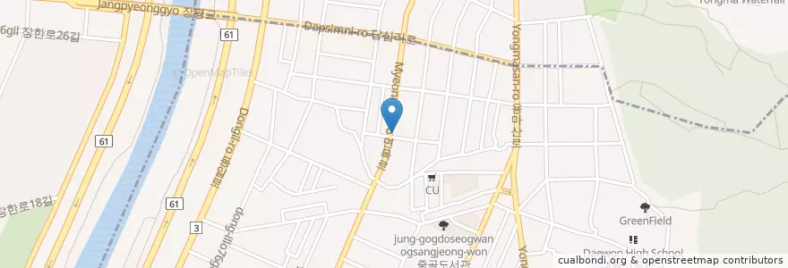 Mapa de ubicacion de 페리카나 en 대한민국, 서울, 광진구, 중곡3동.