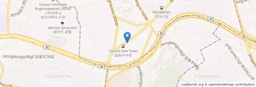 Mapa de ubicacion de 베스킨라빈스 en Zuid-Korea, Seoel, 성북구, 길음1동, 길음1동.