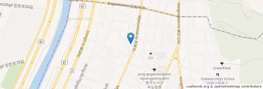 Mapa de ubicacion de 철로.조영.무지개 en Korea Selatan, 서울, 광진구, 중곡3동.