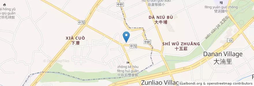 Mapa de ubicacion de 有土狗的菜市場 en تايوان, تاي شانغ, 豐原區.