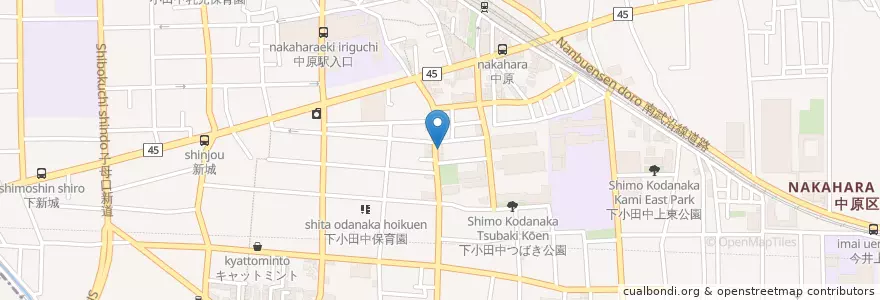 Mapa de ubicacion de OSTERIA OKUYAMA en Japan, Kanagawa Prefecture, Kawasaki, Nakahara Ward.