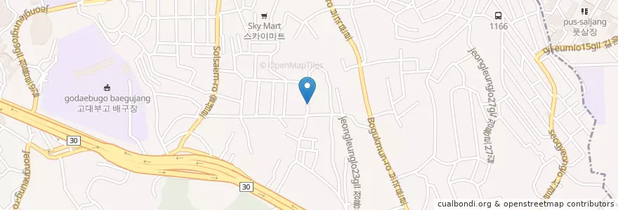 Mapa de ubicacion de 한아름곱창 en Zuid-Korea, Seoel, 성북구.