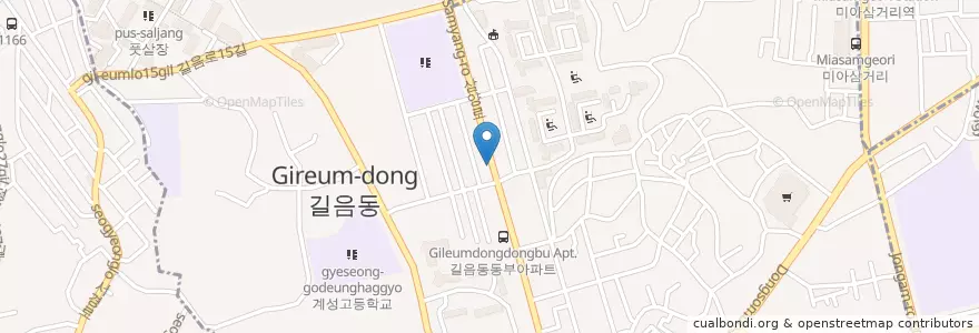 Mapa de ubicacion de 플로라 en 대한민국, 서울, 성북구, 길음1동, 길음1동.