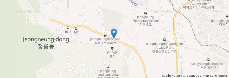 Mapa de ubicacion de 허브약국 en 대한민국, 서울, 성북구, 정릉4동.