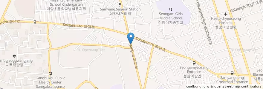 Mapa de ubicacion de 삼양동우동집 en Республика Корея, Сеул, 강북구, 송천동.