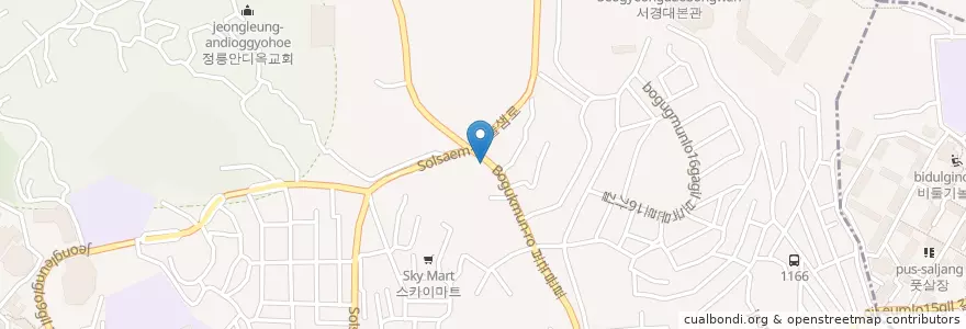 Mapa de ubicacion de 임금님수타짜장 en Südkorea, Seoul, 성북구, 정릉4동.