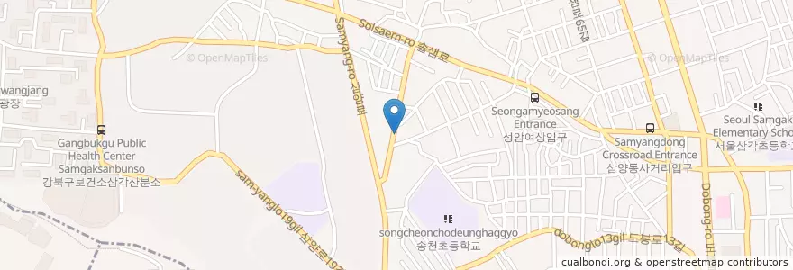 Mapa de ubicacion de 정성건강원 en Güney Kore, Seul, 강북구, 송천동.