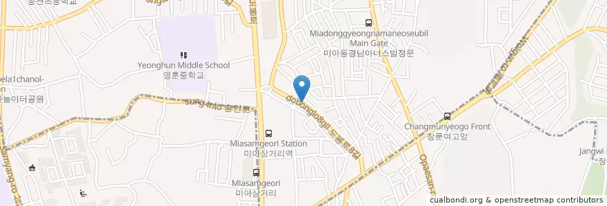 Mapa de ubicacion de 공릉닭한마리 en Zuid-Korea, Seoel, 강북구, 성북구, 송중동.