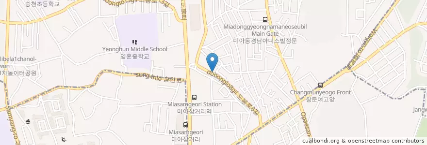 Mapa de ubicacion de 벼화로구이 en Corea Del Sur, Seúl, 강북구, 성북구, 송중동.