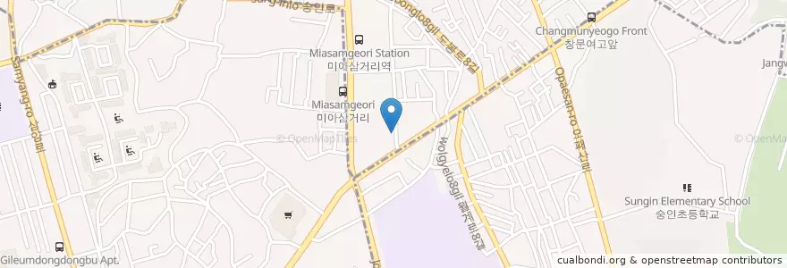Mapa de ubicacion de 돈텔마마 en 대한민국, 서울, 강북구, 성북구, 송중동.