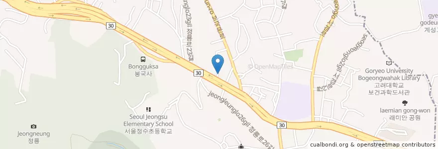 Mapa de ubicacion de 청수면옥돼지갈비 en 대한민국, 서울, 성북구.
