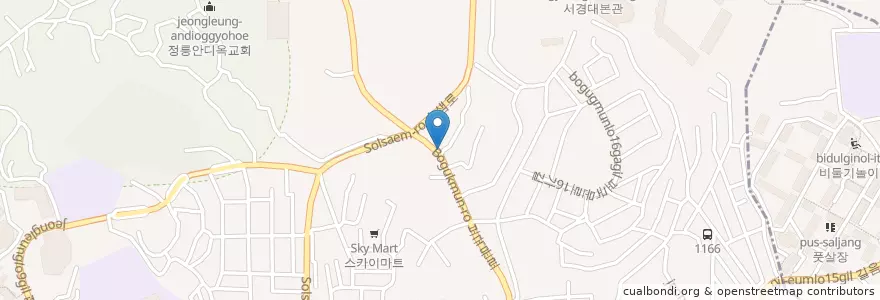Mapa de ubicacion de 네네치킨 en 대한민국, 서울, 성북구, 정릉4동.