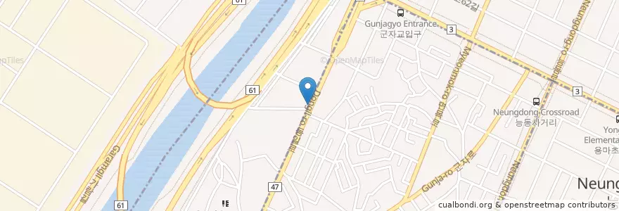 Mapa de ubicacion de 노다지pc방 en 대한민국, 서울, 광진구, 군자동.