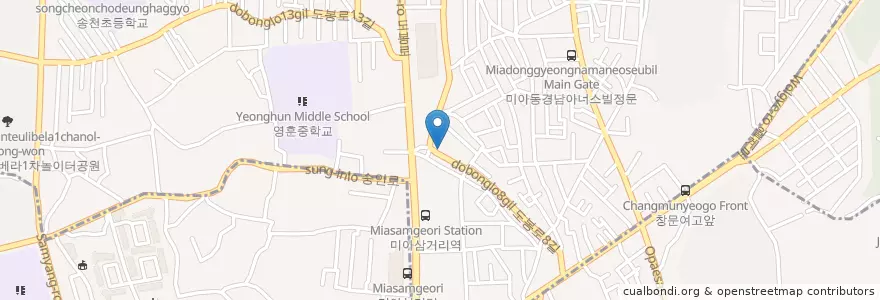 Mapa de ubicacion de 부잣집설렁탕 en Corea Del Sur, Seúl, 강북구, 성북구, 송중동.