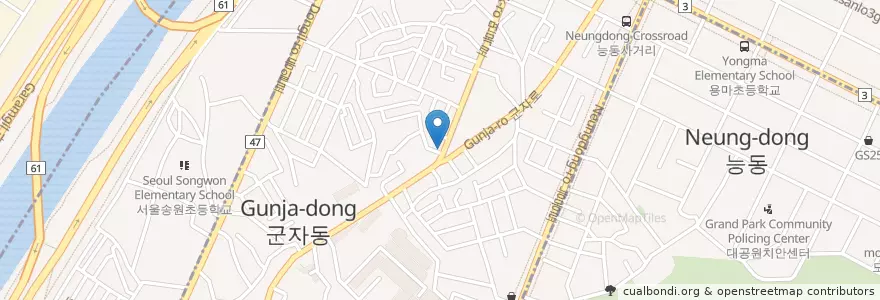 Mapa de ubicacion de 항상미트델리 en Corée Du Sud, Séoul, 광진구, 군자동.