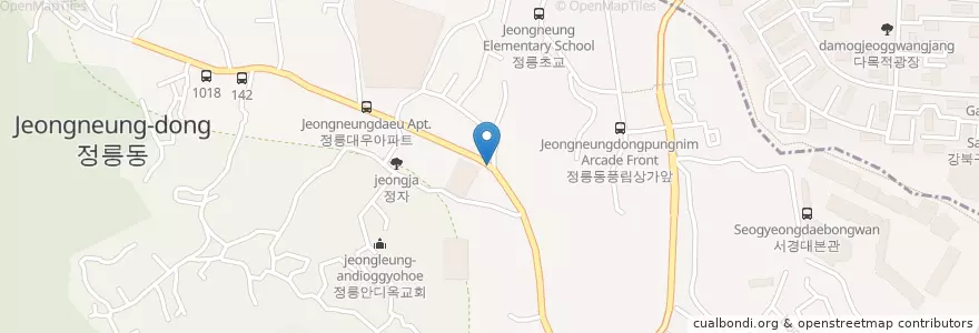 Mapa de ubicacion de 호프소주(닭) en Coreia Do Sul, Seul, 성북구, 정릉4동.