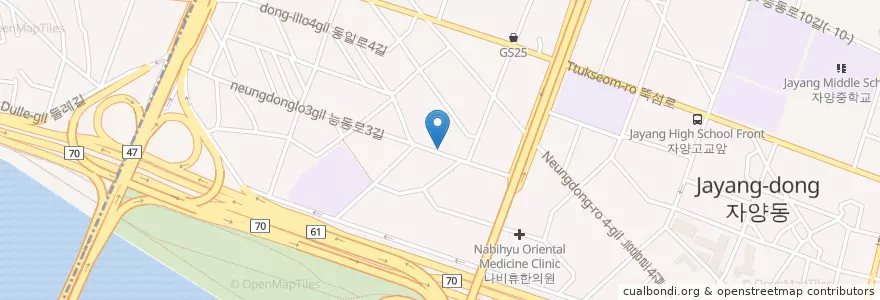 Mapa de ubicacion de 별미식당 en 大韓民国, ソウル, 広津区, 자양4동.
