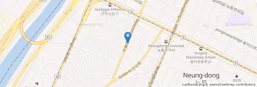 Mapa de ubicacion de 무조건생고기삼겹살 en Coreia Do Sul, Seul, 광진구, 군자동.