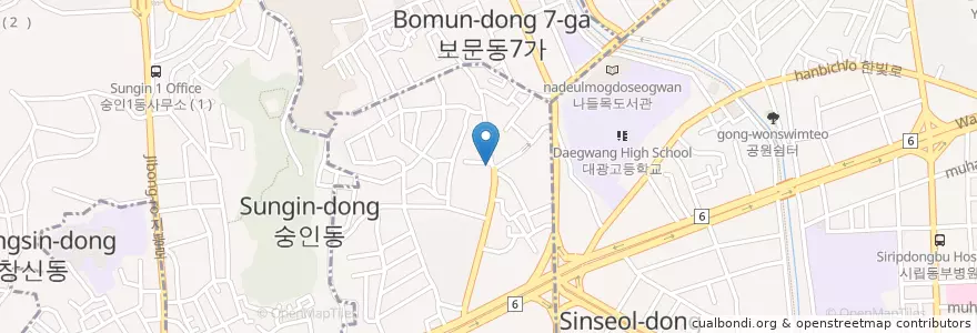 Mapa de ubicacion de 페리카나 en Zuid-Korea, Seoel, 숭인2동.