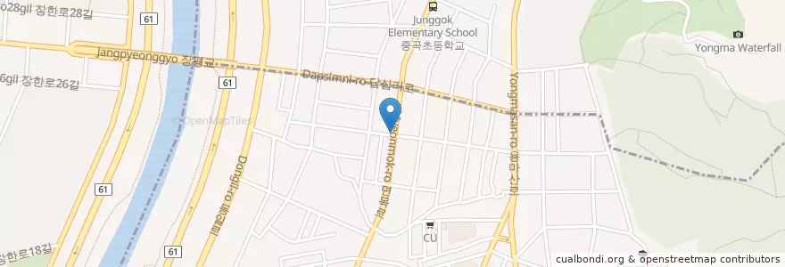 Mapa de ubicacion de 압구정 꼬치꼬치 2p아이센스pc방 en Korea Selatan, 서울, 광진구, 중곡3동.