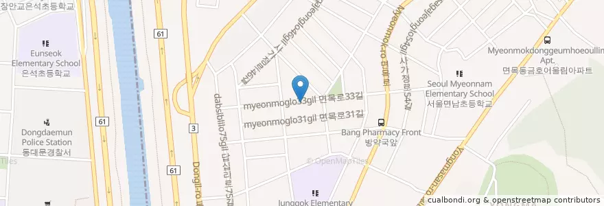 Mapa de ubicacion de 부어치킨 en Corée Du Sud, Séoul, 면목4동.