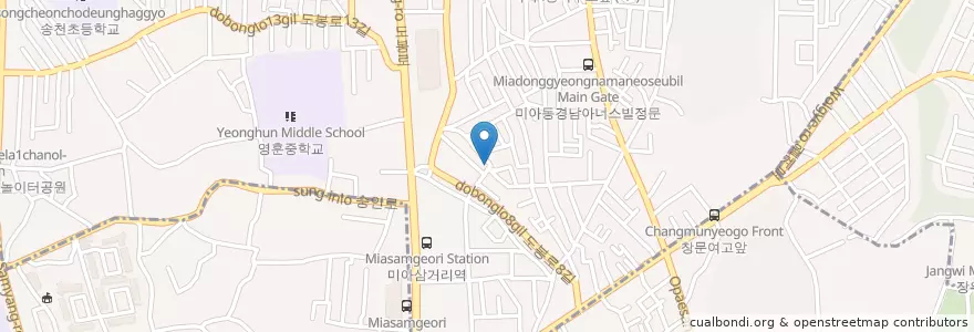 Mapa de ubicacion de 세꼬시포차 en Korea Selatan, 서울, 강북구, 성북구, 송중동.