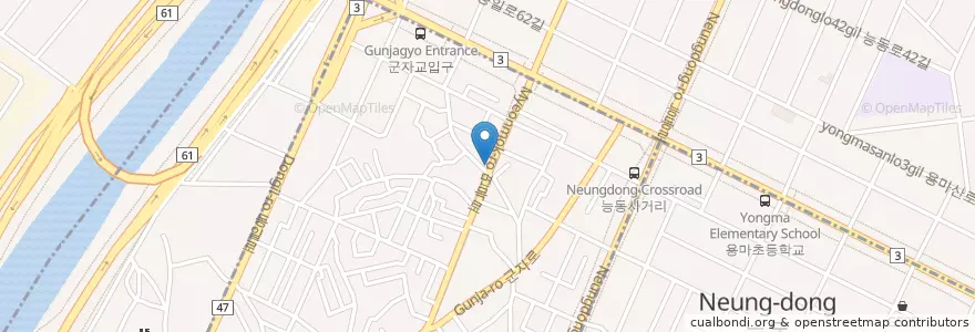 Mapa de ubicacion de 무조건생고기삼겹살 en Südkorea, Seoul, 광진구, 군자동.