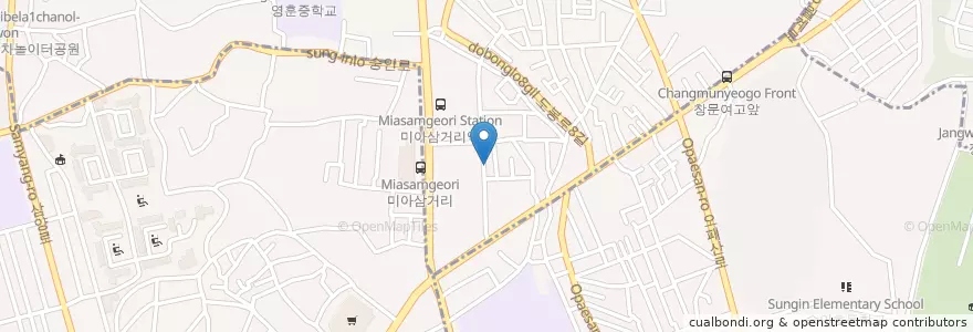 Mapa de ubicacion de 해피데이단란주점 en Güney Kore, Seul, 강북구, 성북구, 송중동.