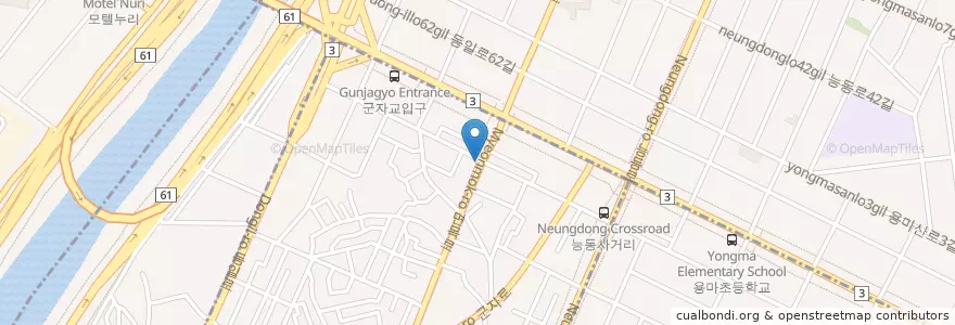 Mapa de ubicacion de 천수당약국 en Südkorea, Seoul, 광진구, 군자동.