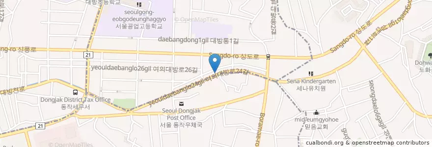 Mapa de ubicacion de 생돈까스 en Corée Du Sud, Séoul, 동작구.