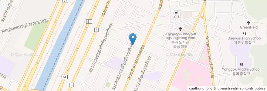 Mapa de ubicacion de 양념치킨호프 en Coreia Do Sul, Seul, 광진구, 중곡3동.