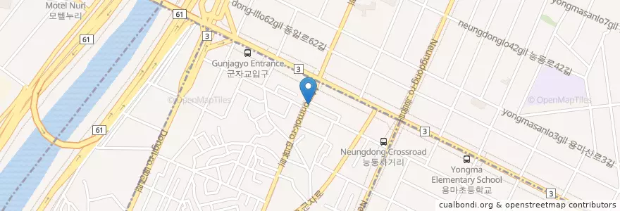 Mapa de ubicacion de 만남노래방2F             세꼬시마을 en Coreia Do Sul, Seul, 광진구, 군자동.