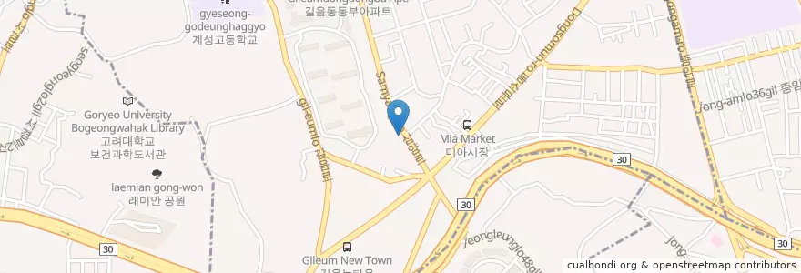 Mapa de ubicacion de 사랑.여우비 en 대한민국, 서울, 성북구, 길음1동, 길음1동.